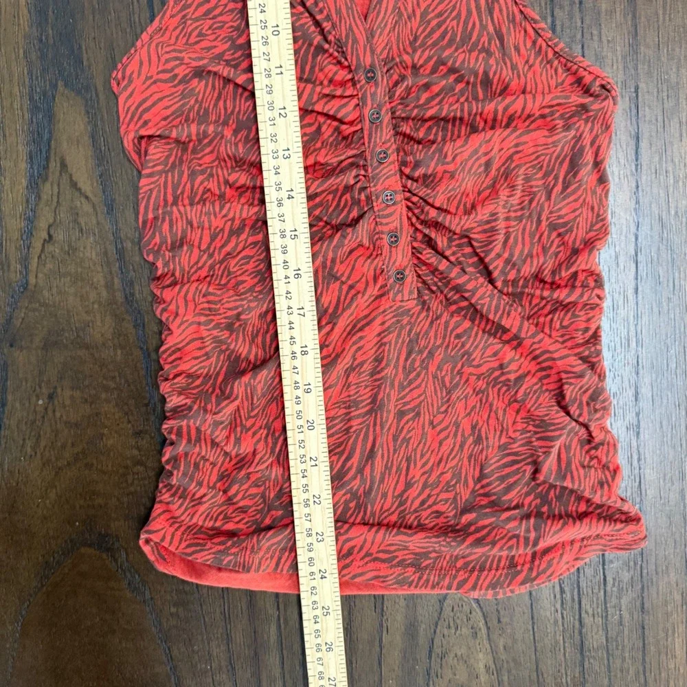 Free People Red Zebra Print Ruched Halter Top Sleeveless Racerback Small
